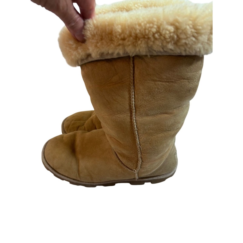 UGG Australia Sunburst Tall Boots Size 9 Chestnut Shearling Suede Womens